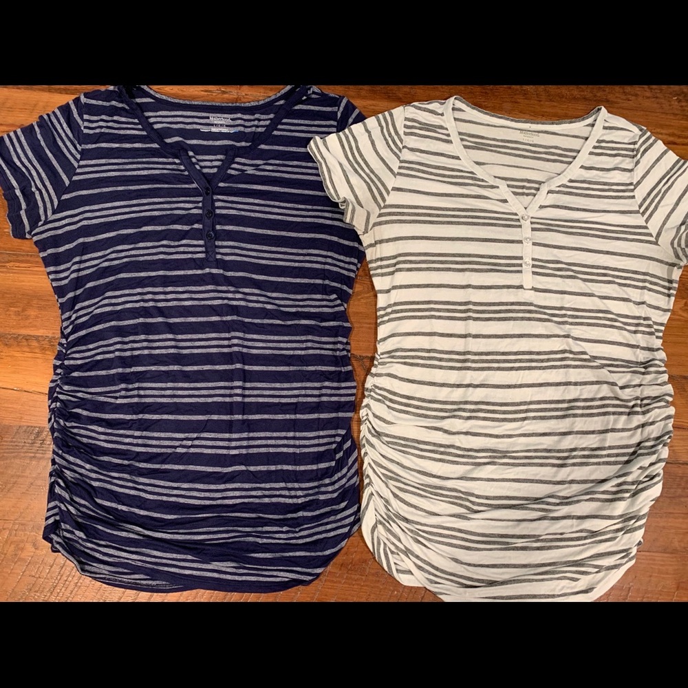 Motherhood Maternity Large Striped T-Shirt Duo